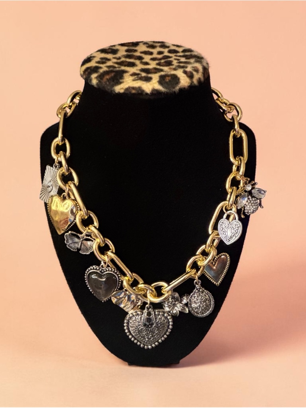 Gold-Tone Heart Charm Necklace - Women Jewelry